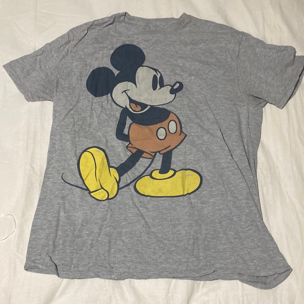 Disney Gray Mickey Mouse Short Sleeve Tee with Yellow Shoes